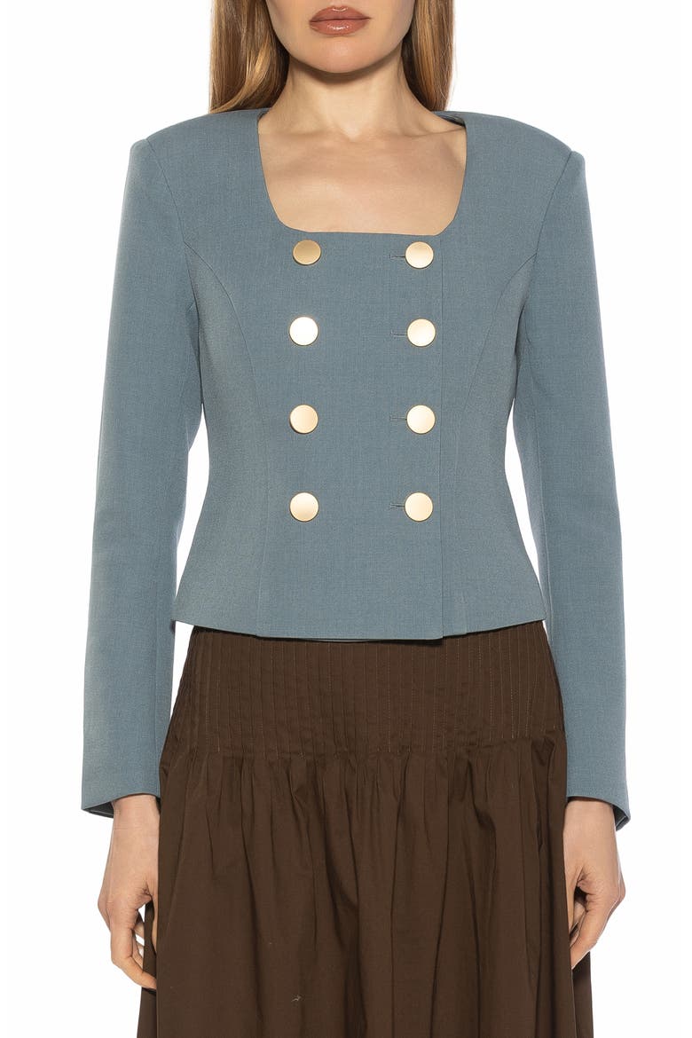 Aria Scoop Neck Retro Blazer, Main, color, TEAL