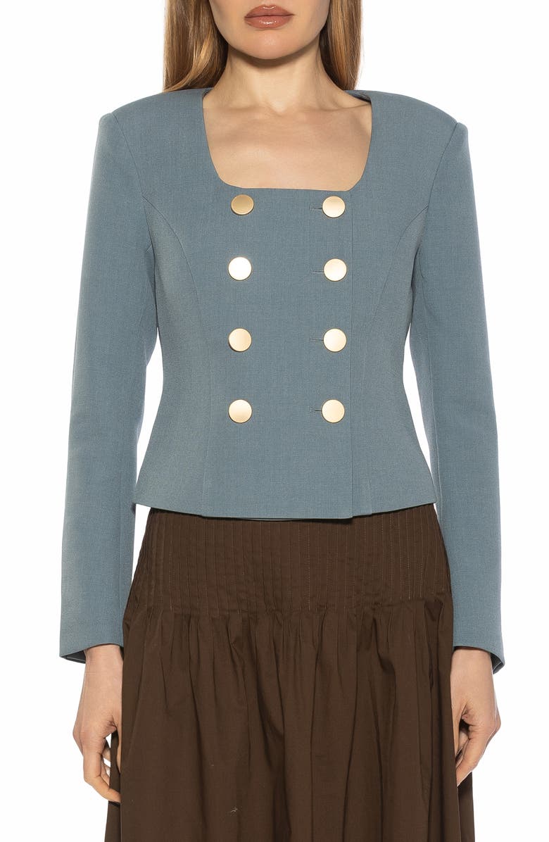 Alexia Admor Aria Scoop Neck Retro Blazer, Main, color, Teal