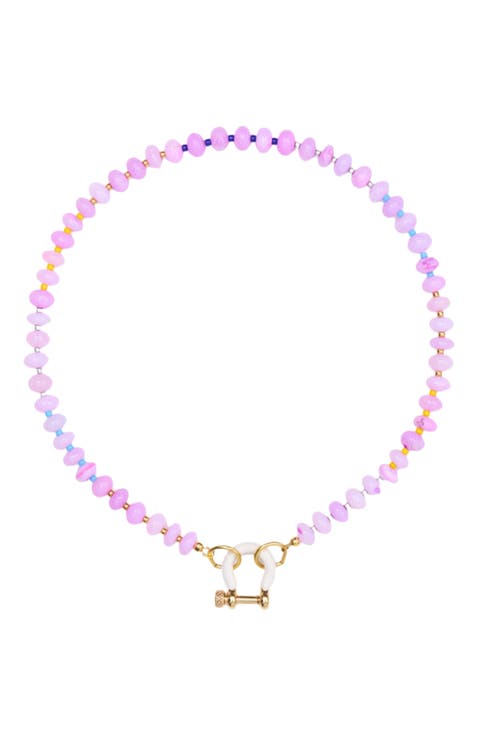 Louie Pink Opal Gold Plated Necklace