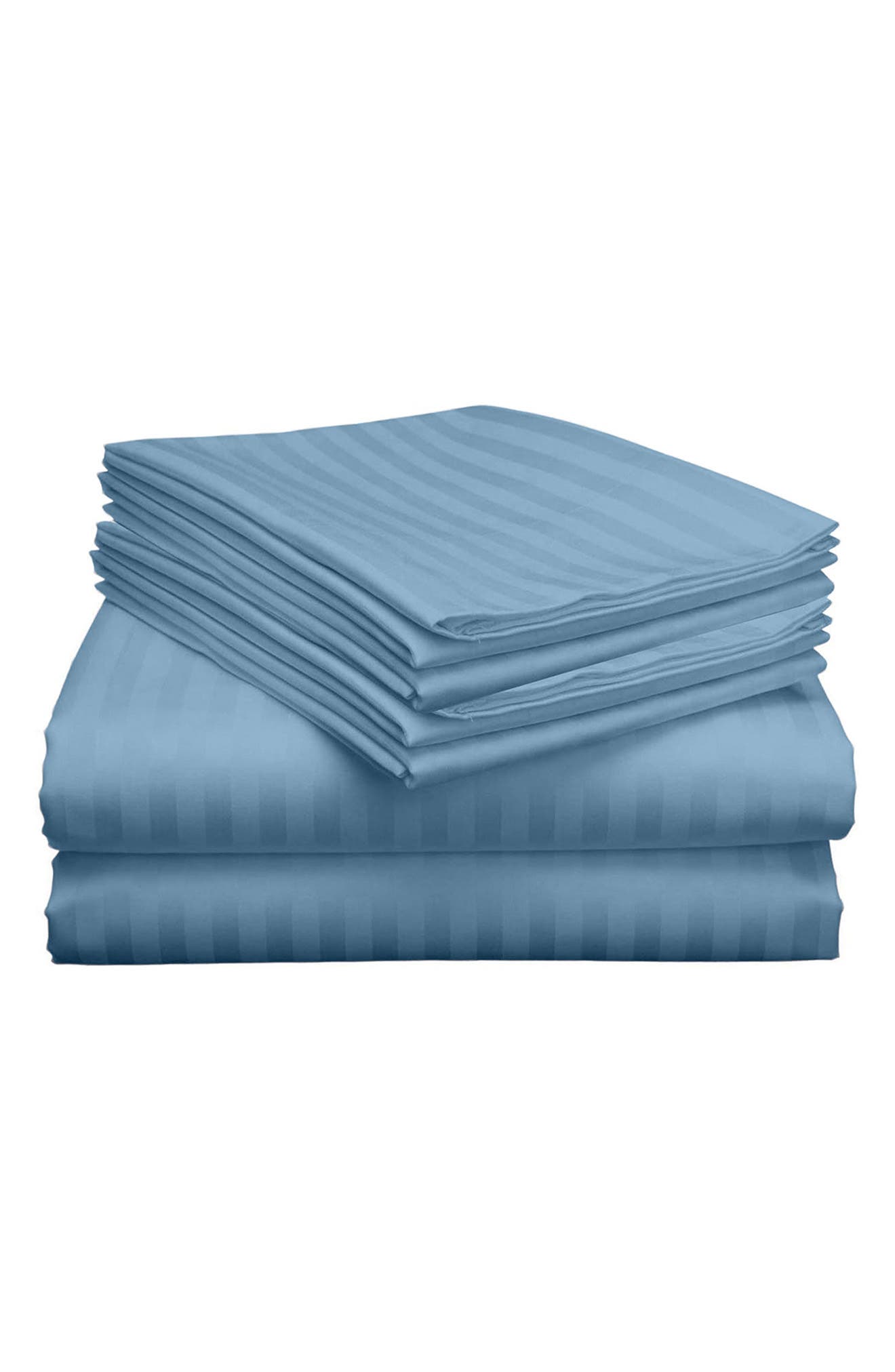 Luxury Home Dobby Stripe Sheet Set In Blue
