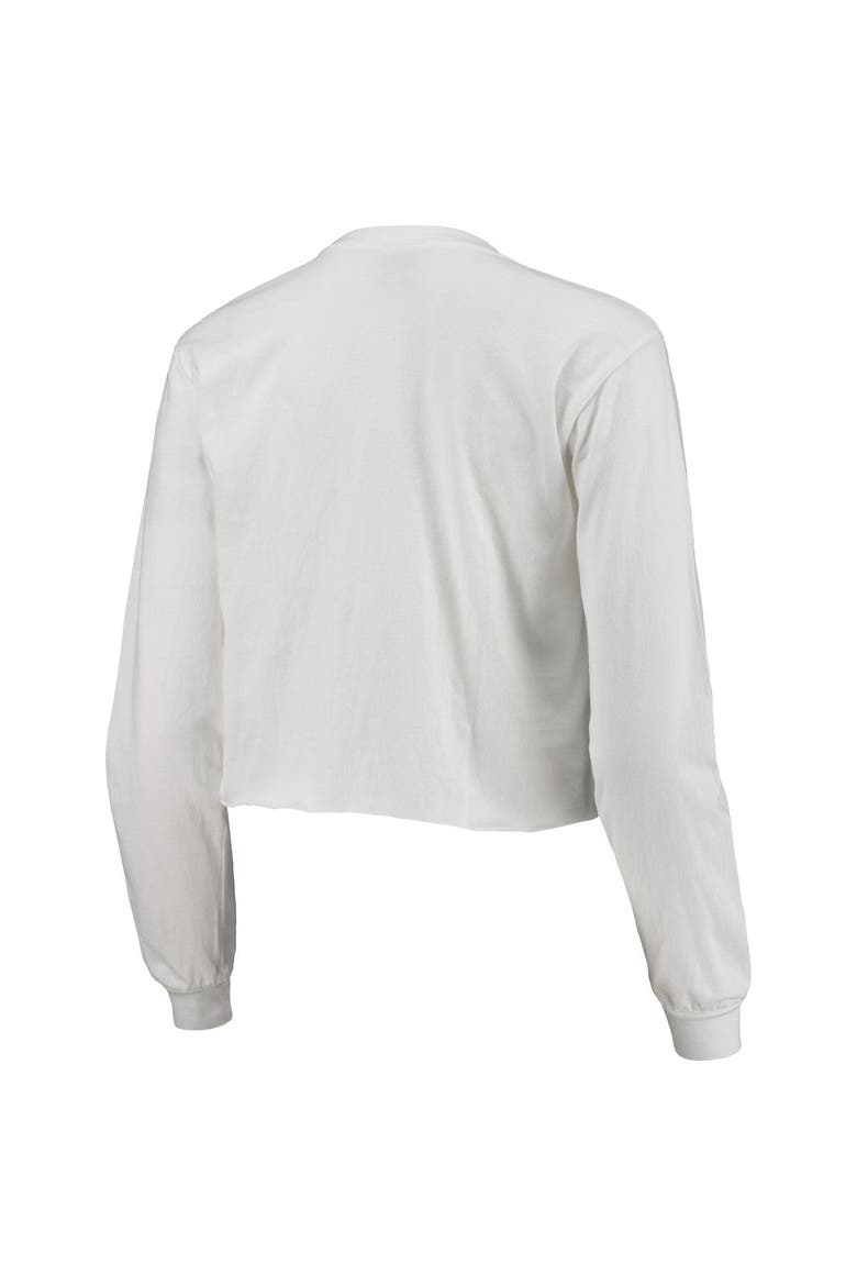 Women's White Clemson Tigers Retro Campus Crop Long Sleeve T-Shirt, Alternate, color, White