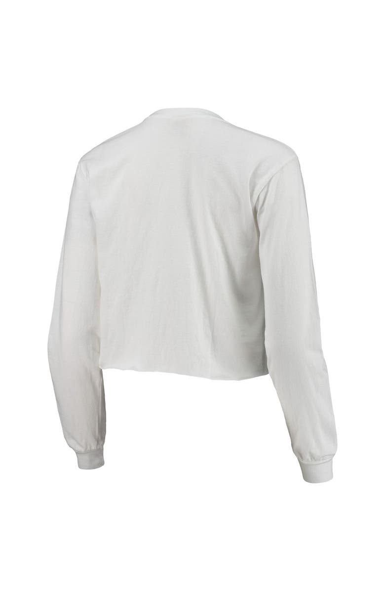 IMAGE ONE Women's White Clemson Tigers Retro Campus Crop Long Sleeve T-Shirt, Alternate, color,