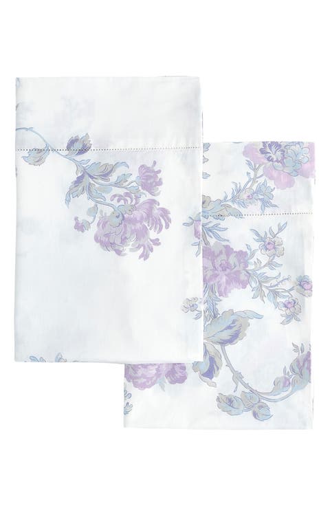 Set of 2 Rose Print Percale Cotton Pillowcase