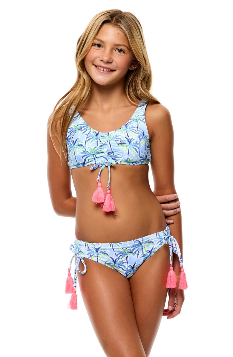 Beach Lingo Kids' Floral Tassel Two-Piece Swimsuit, Alternate, color, Blue