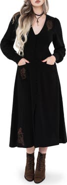 Disturbia Hexborn Linen-blend Baba Yaga Midi Dress