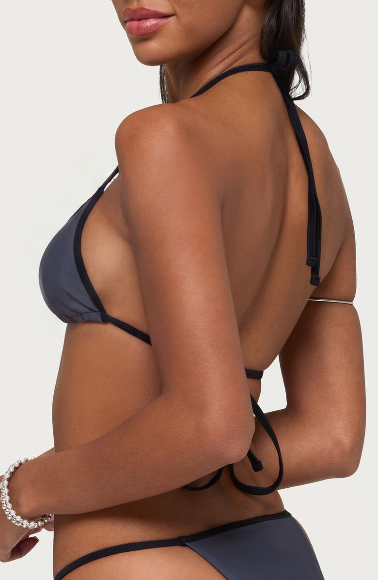EDIKTED Kenni Contrast Binding Bikini Top, Alternate, color, Gray
