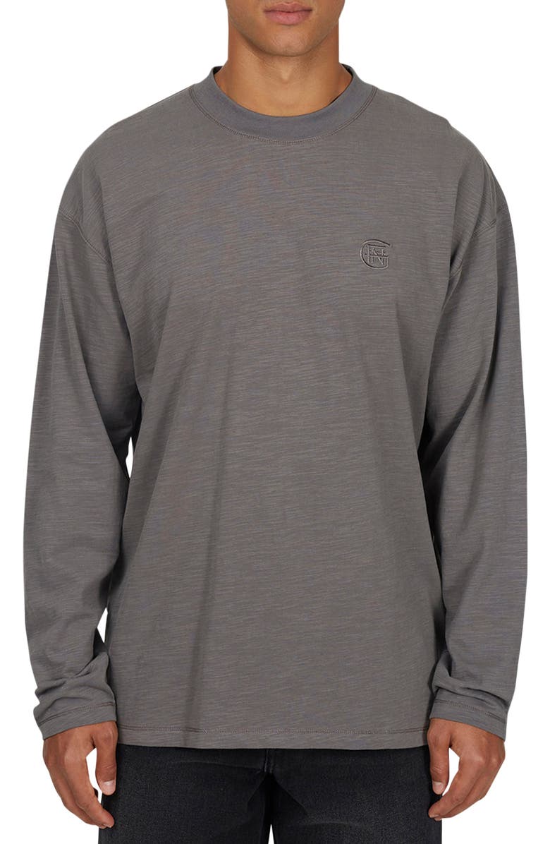 Good For Nothing Emblem Tonal Relaxed Slub Long sleeve T-shirt, Main, color, Grey