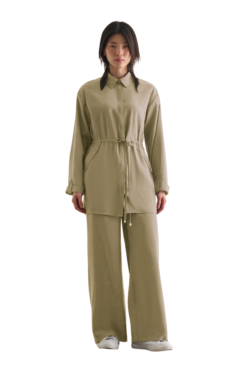 Mizalle Light Weight Cinch Waist Tunic, Main, color, Mint