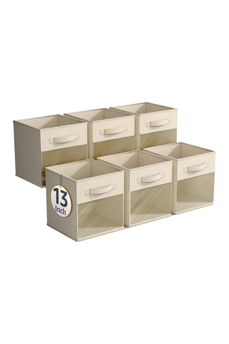 6-Pack Collapsible Window Storage Cubes, Main, color, BEIGE