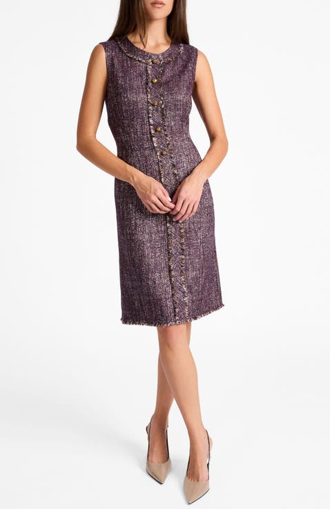 Laura Sleeveless Sheath Dress in Lightweight Tweed