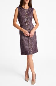 Santorelli Laura Sleeveless Sheath Dress in Lightweight Tweed