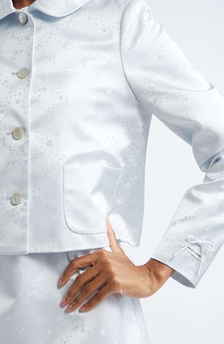 Sandy Liang Shelby Jacquard Crop Satin Jacket, Alternate, color, 