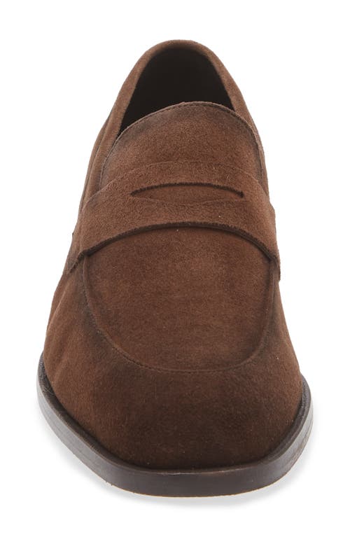 Hugo Boss Boss Limber Penny Loafer In Dark Brown Suede