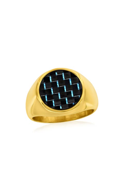 Men's Carbon Fiber Signet Ring