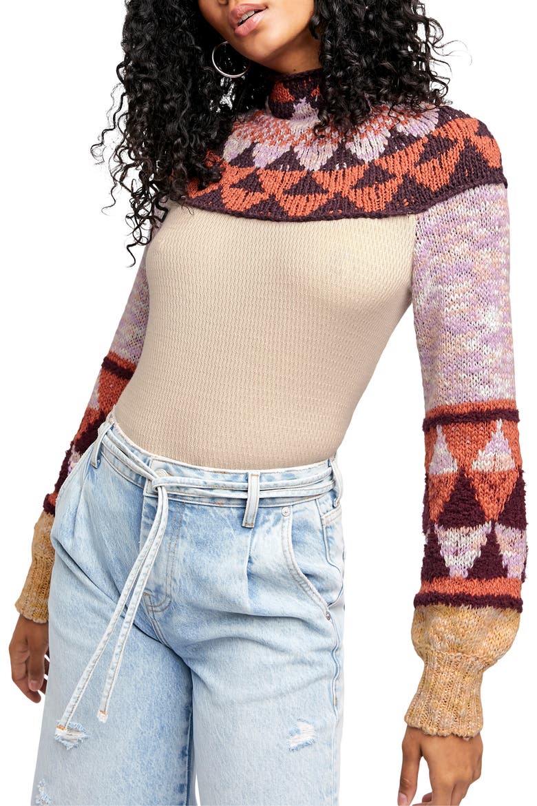 Swit the Small Stuff Mock Neck Top, Main, color, FEMME COMBO