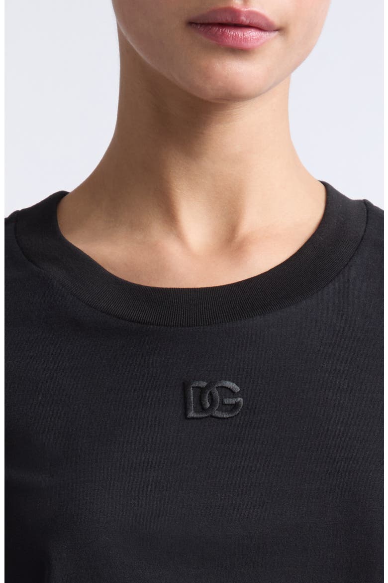 Logo Embroidered Lace Trim T-Shirt, Alternate, color, NERO