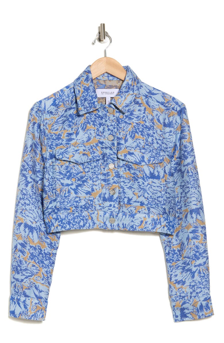 Derek Lam 10 Crosby Marc Patch Pocket Jacquard Jacket, Alternate, color, Ciel Multi