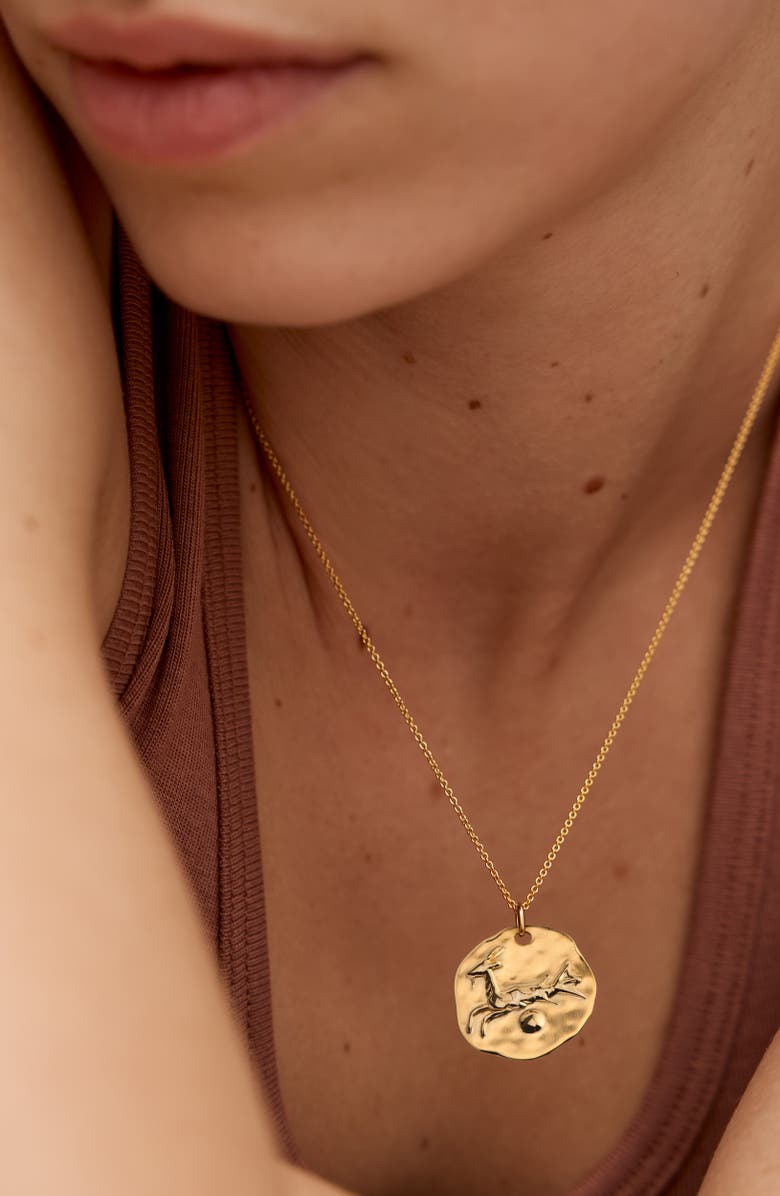 Monica Vinader Zodiac Charm Pendant Necklace, Alternate, color, 18K Gold Capricorn