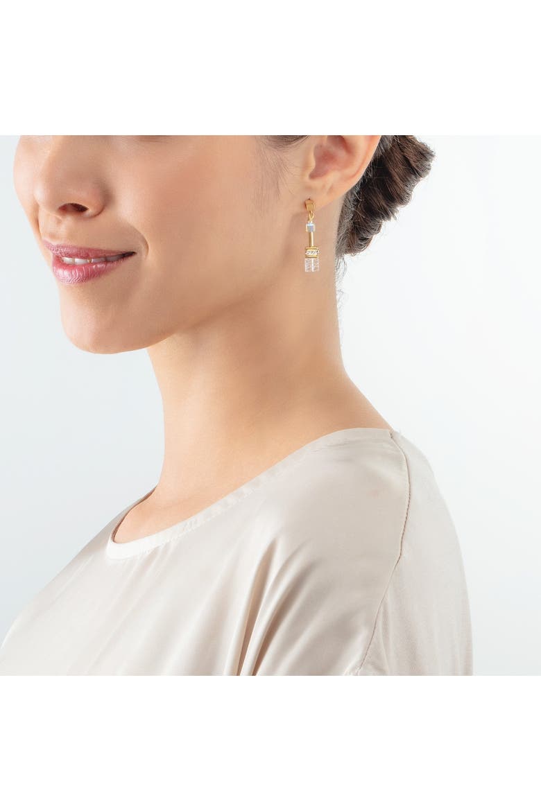 Geocube Iconic Nature Gold Earrings, Alternate, color, White