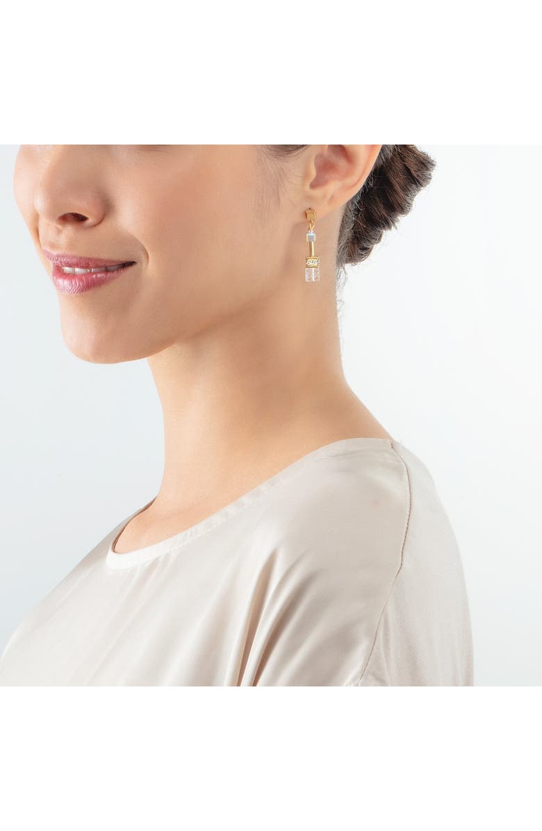 COEUR DE LION Geocube Iconic Nature Gold Earrings, Alternate, color, White