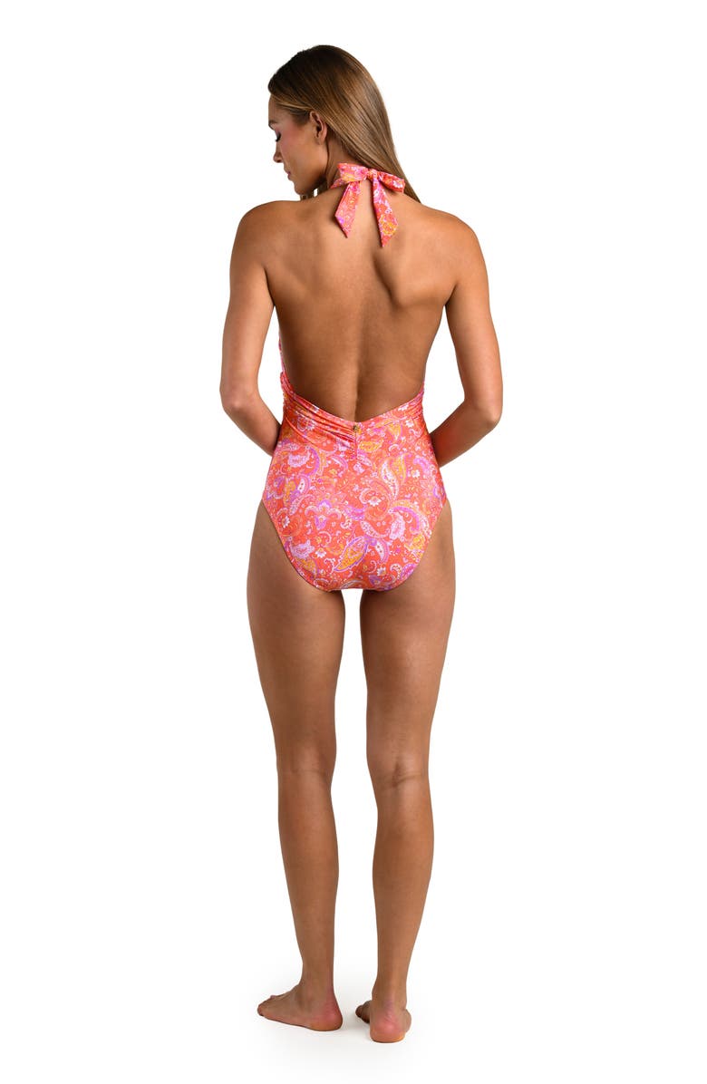 Sunshine 79 Paisley Daze Halter One-Piece Swimsuit, Alternate, color, Orange Multi