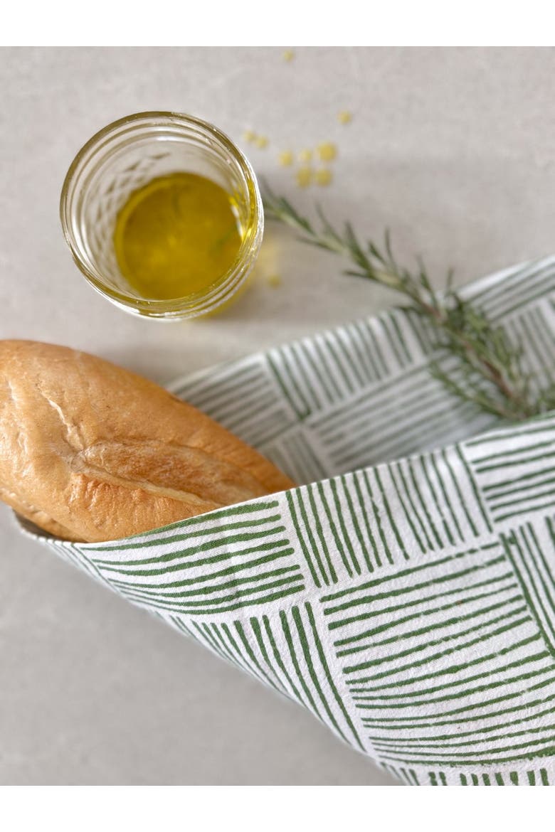 Tea Towel Set - Lily Rose & Stripe Sage, Alternate, color, Sage