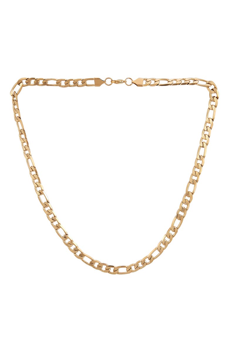 AMERICAN EXCHANGE Men's Set of 2 Curb Chain & Dog Tag Pendant Necklaces, Alternate, color, Black/ Gold