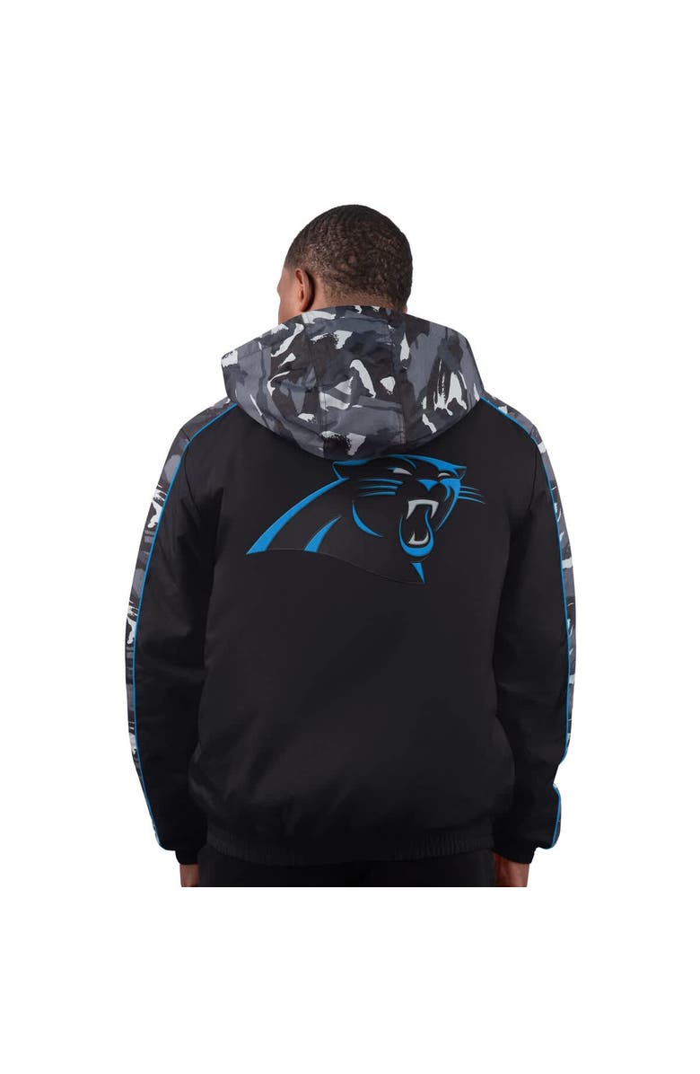 STARTER Men's Starter Black Carolina Panthers Thursday Night Gridiron Full-Zip Jacket, Alternate, color,