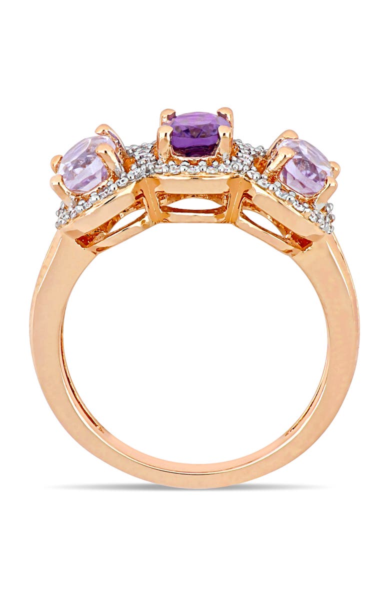 Julianna B. Amethyst & Diamond Halo 3-Stone Ring, Alternate, color, Amethyst