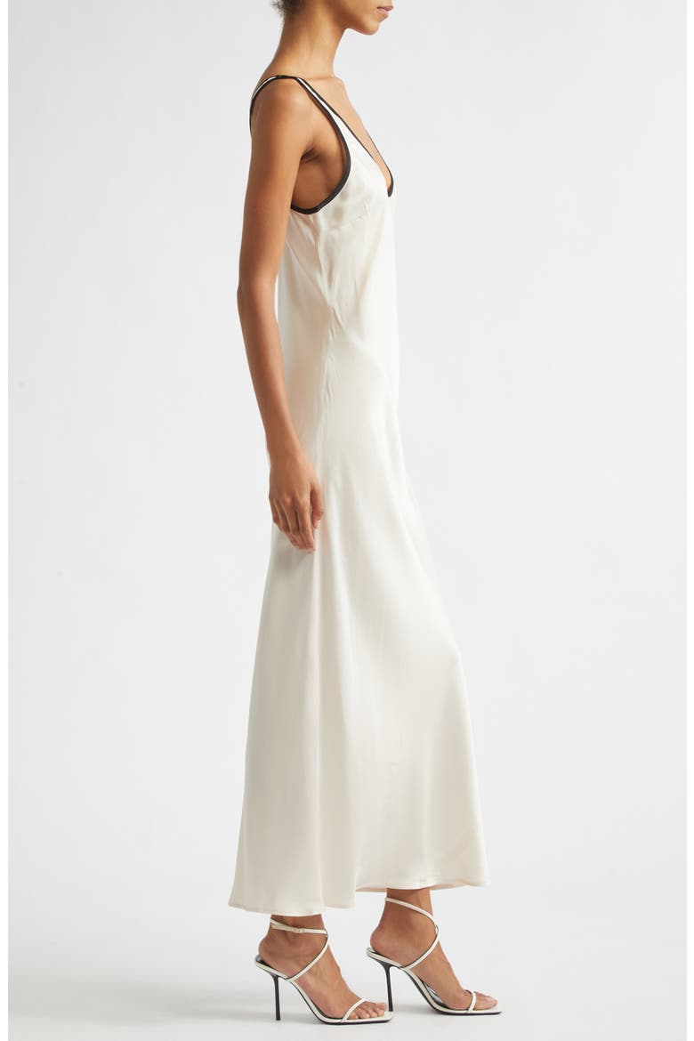 Akiya Print Sleeveless Satin Maxi Dress, Alternate, color, VINTAGE WHITE/ BLACK