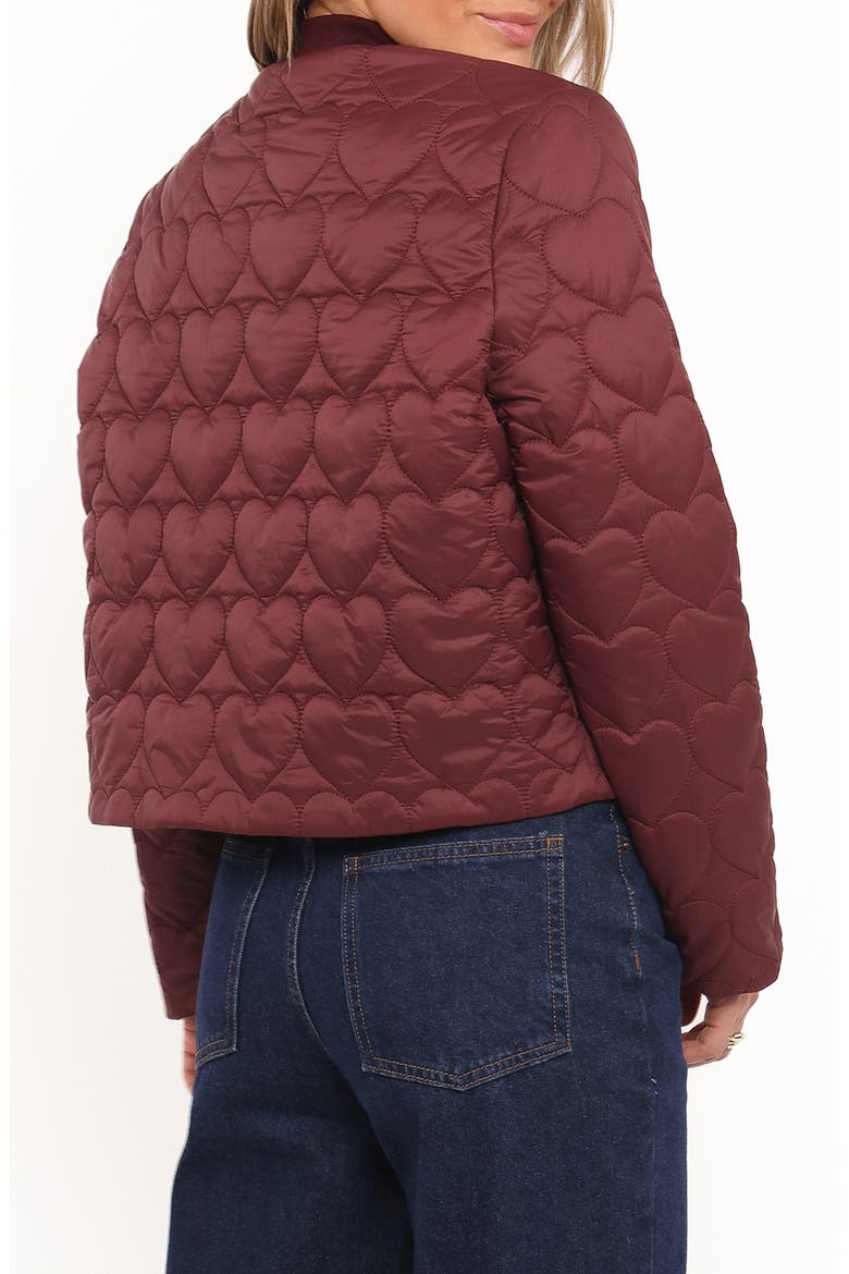 Genevieve Heart Quilted Bomber Jacket, Alternate, color, CHERRY