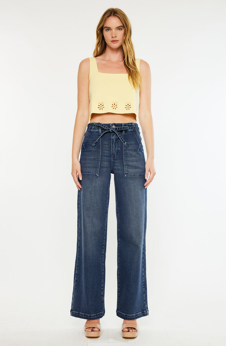 KanCan Seville High Rise Wide Flare Jeans, Main, color, Dark Wash