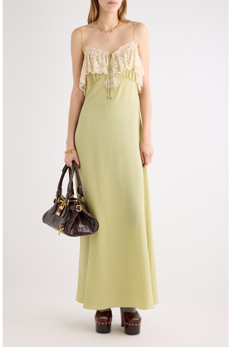 Boho Silk Crêpe de Chine Maxi Dress, Main, color, DUSTY GREEN