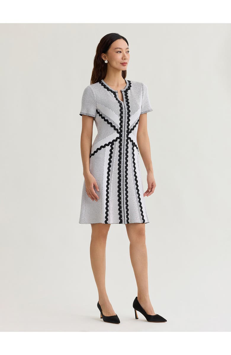 Misook A-Line Monochrome Dotted Stitch Knit Dress, Alternate, color, Black/White/Grey