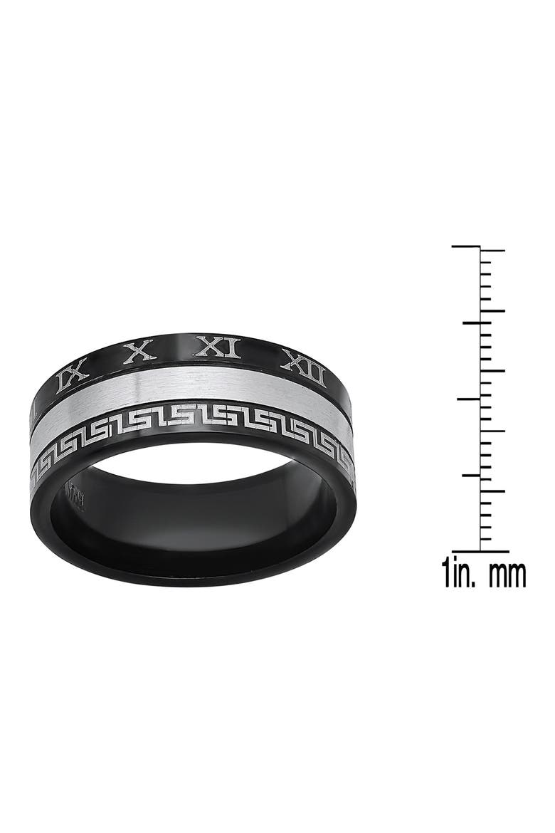 Men's Etched Two-Tone Ring, Alternate, color, SILVER/ BLACK