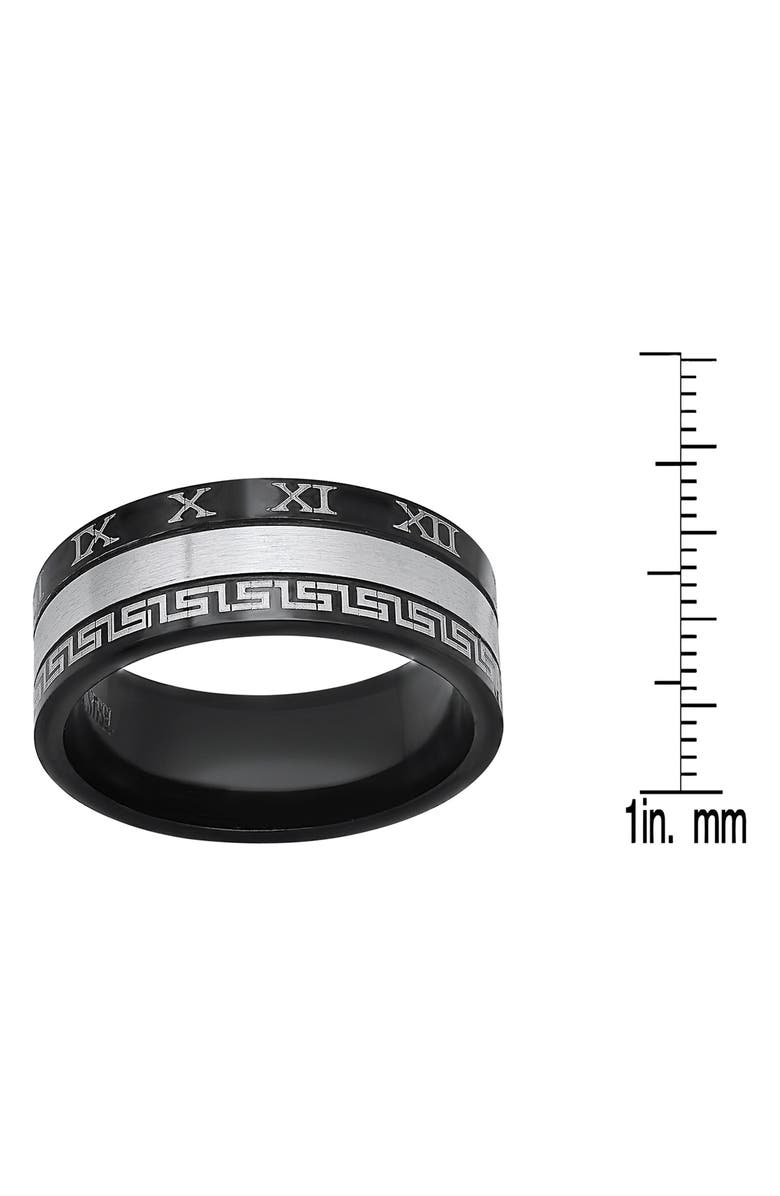 HMY JEWELRY Men's Etched Two-Tone Ring, Alternate, color, Silver/ Black