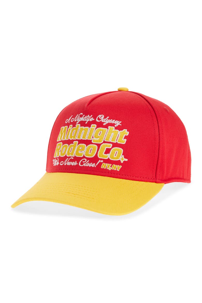 Nightlife Odyssey Trucker Hat, Main, color, RED