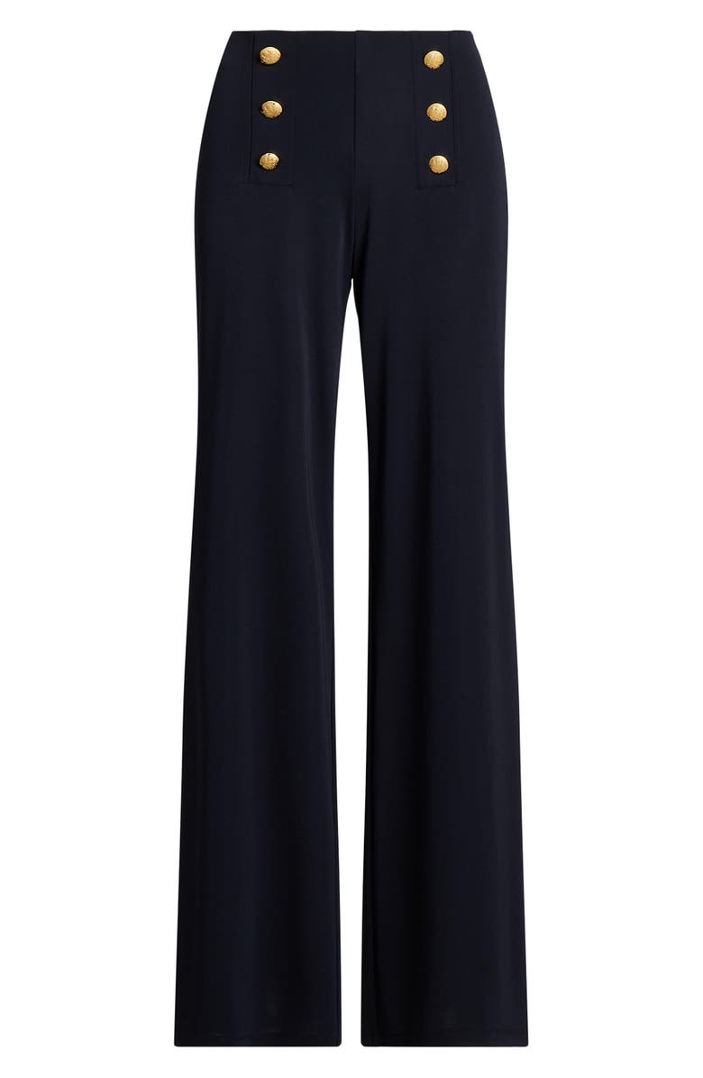 High Waist Matte Jersey Wide Leg Sailor Pants