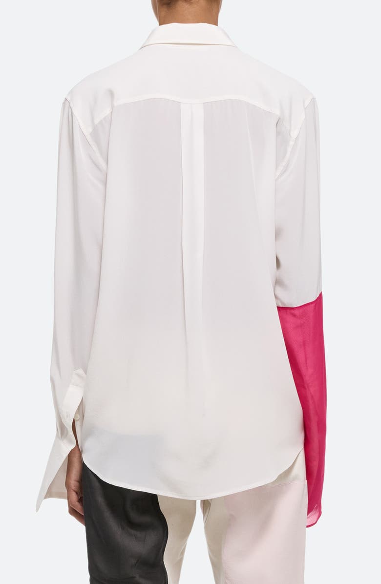 Helmut Lang Relaxed Silk Button-Up Shirt, Alternate, color, White/Fuschia