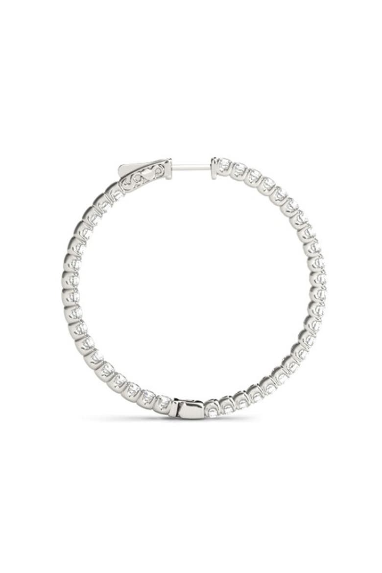 1.75 ct Lab Grown Diamond Hoops Inside Outside 1 1/3" 14K Gold Vault Lock, Alternate, color, 14k White Gold