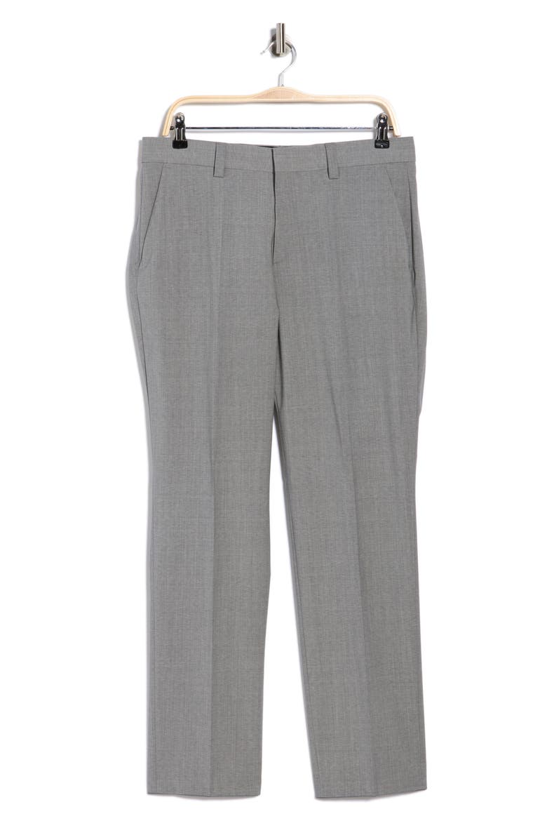 Virgin Wool Blend Flat Front Dress Pants, Alternate, color, DARK GREY