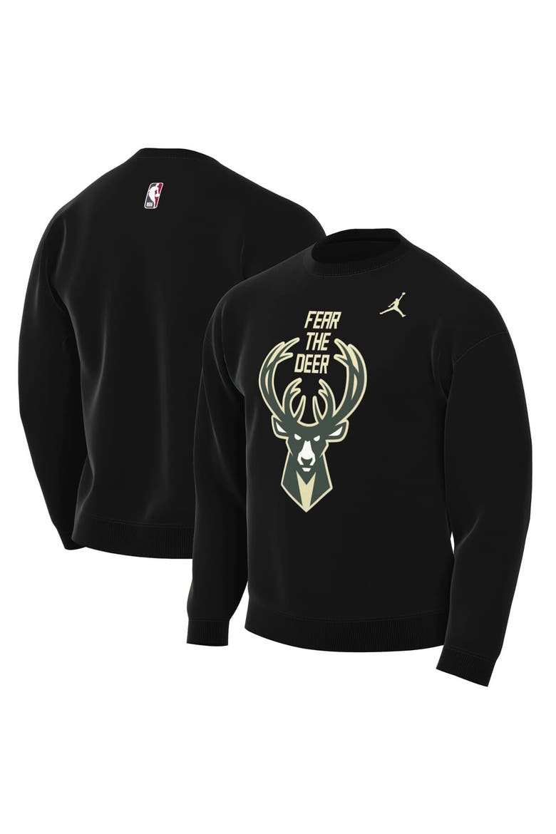 Men's Jordan Brand Black Milwaukee Bucks Statement Edition Sweatshirt, Main, color, Black