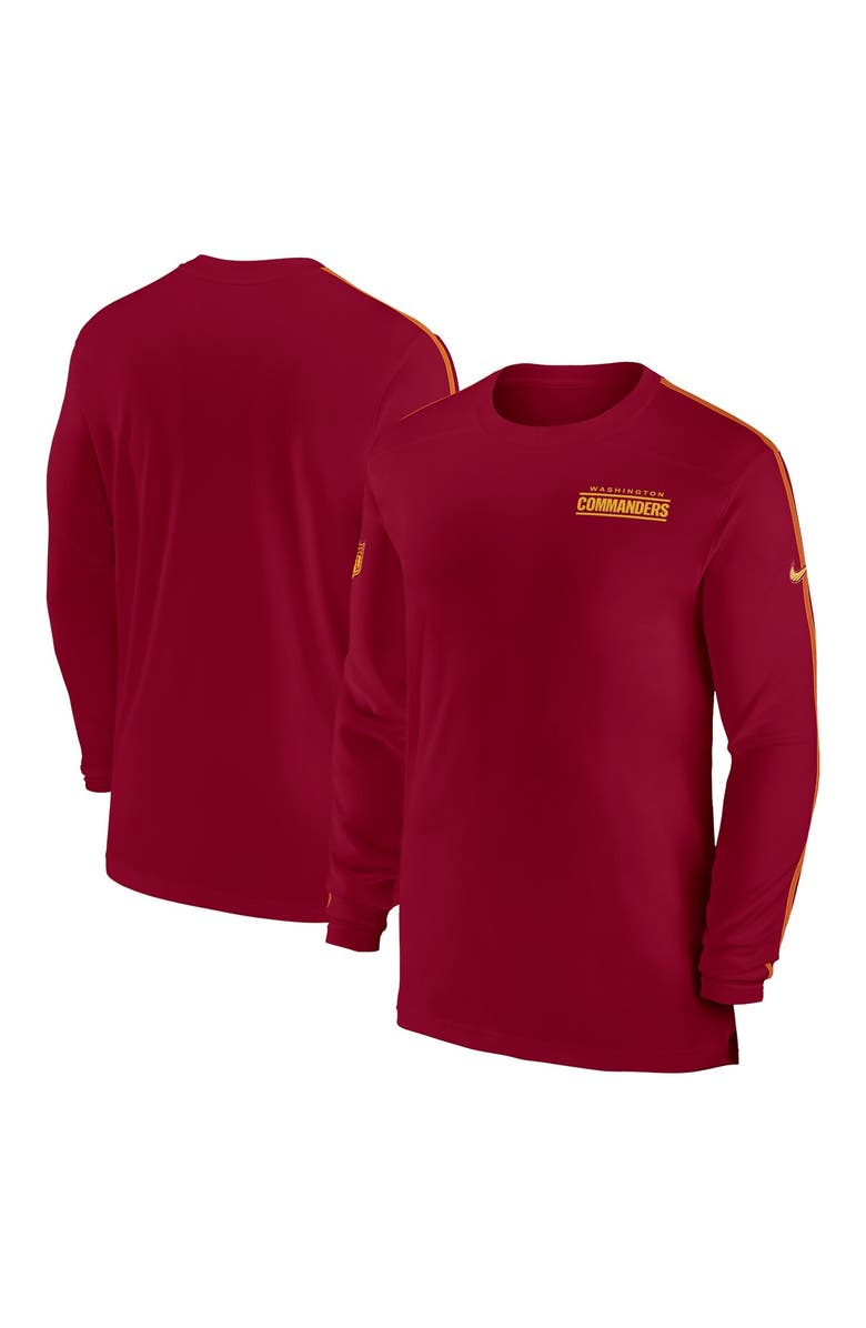 Nike Men's Nike Burgundy Washington Commanders Sideline Coach UV Performance Long Sleeve T-Shirt, Alternate, color, Burgundy