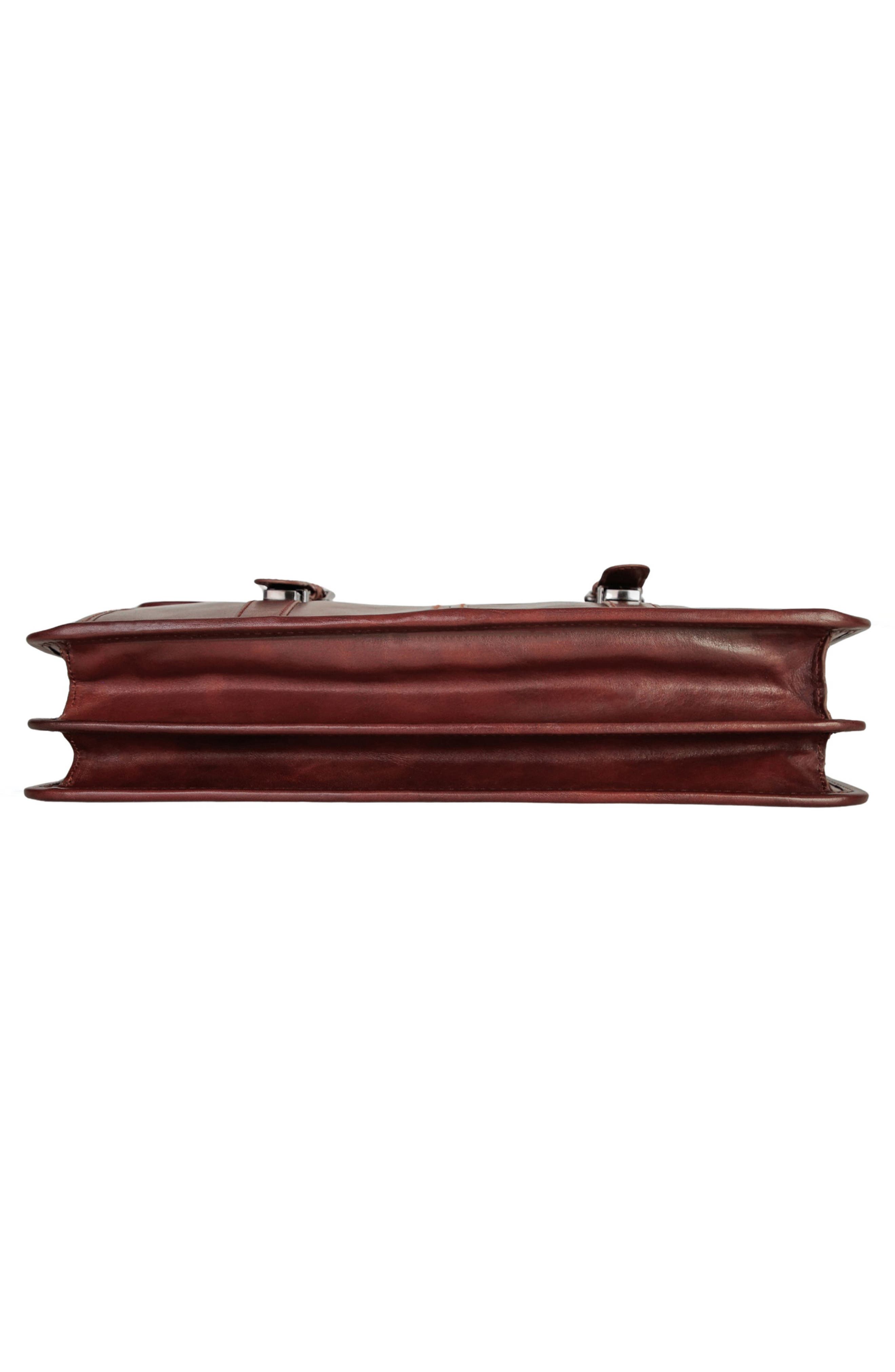 Double Compartment Leather Briefcase, Alternate, color, BROWN