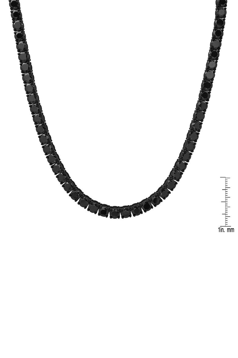 Men's Black Stainless Steel Cubic Zirconia Tennis Necklace, Alternate, color, BLACK