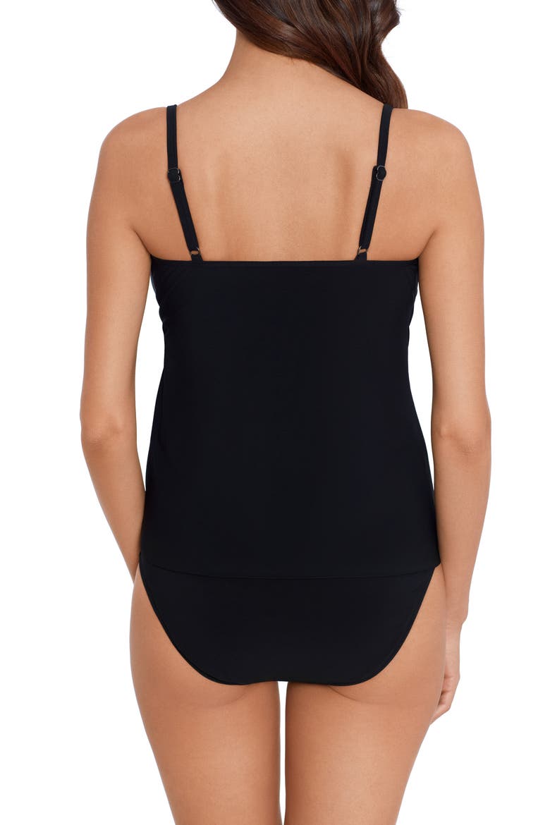 Carma Side Tie Solid Tankini Top, Alternate, color, BLACK