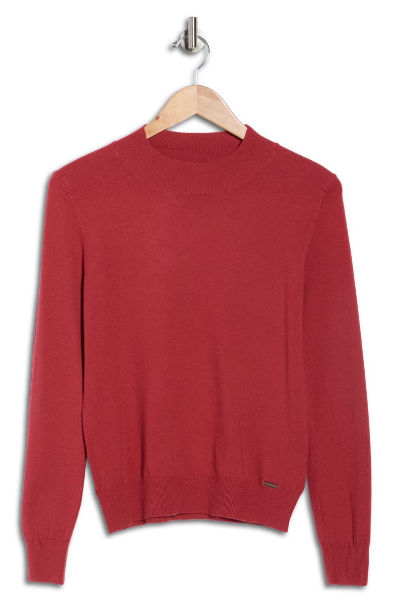 T Tahari Mock Neck Sweater, Alternate, color, Brick Stone
