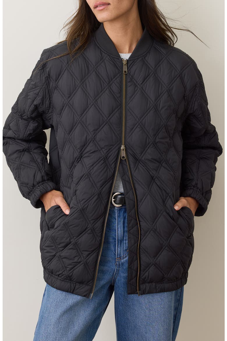 Marina Quilted Bomber Jacket, Main, color, BLACK