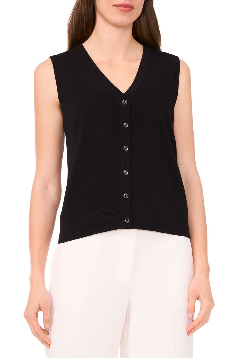 Halogen<sup>®</sup> Sleeveless Button-Up Sweater, Main, color, Rich Black
