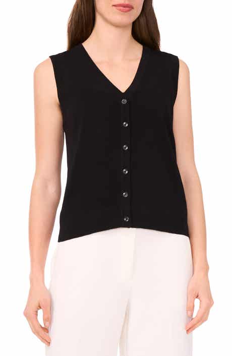 Halogen® Sleeveless Button-Up Sweater